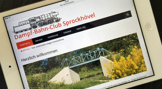 Neue Homepage des DBC Sprockhövel auf einen iPad
