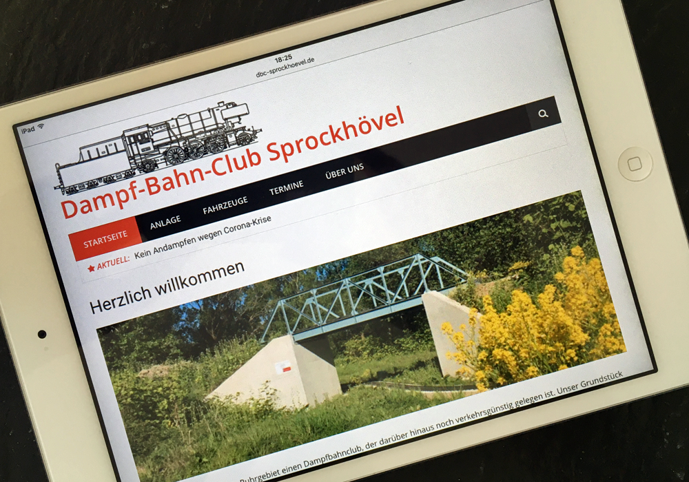 Neue Homepage des DBC Sprockhövel auf einen iPad